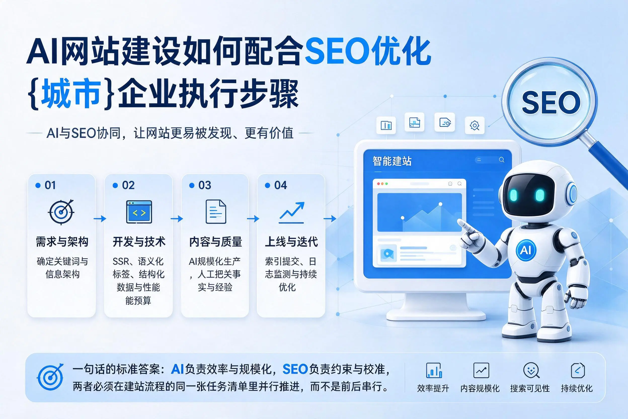 AI网站建设如何配合SEO优化，丹东企业执行步骤