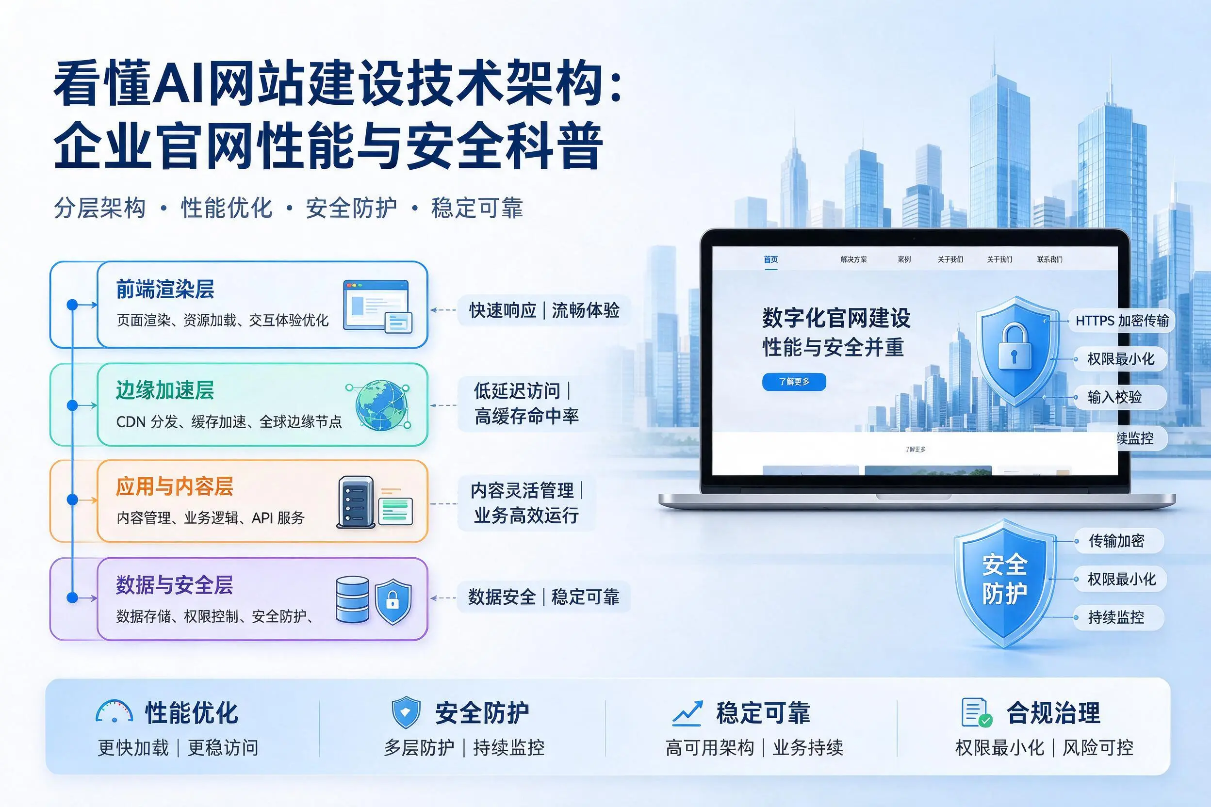 看懂AI网站建设技术架构:丹东企业官网性能与安全科普