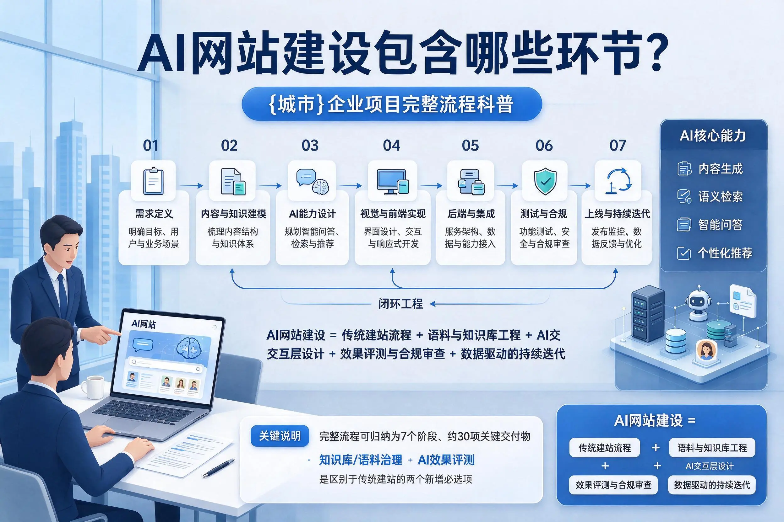 AI网站建设包含哪些环节?丹东企业项目完整流程科普