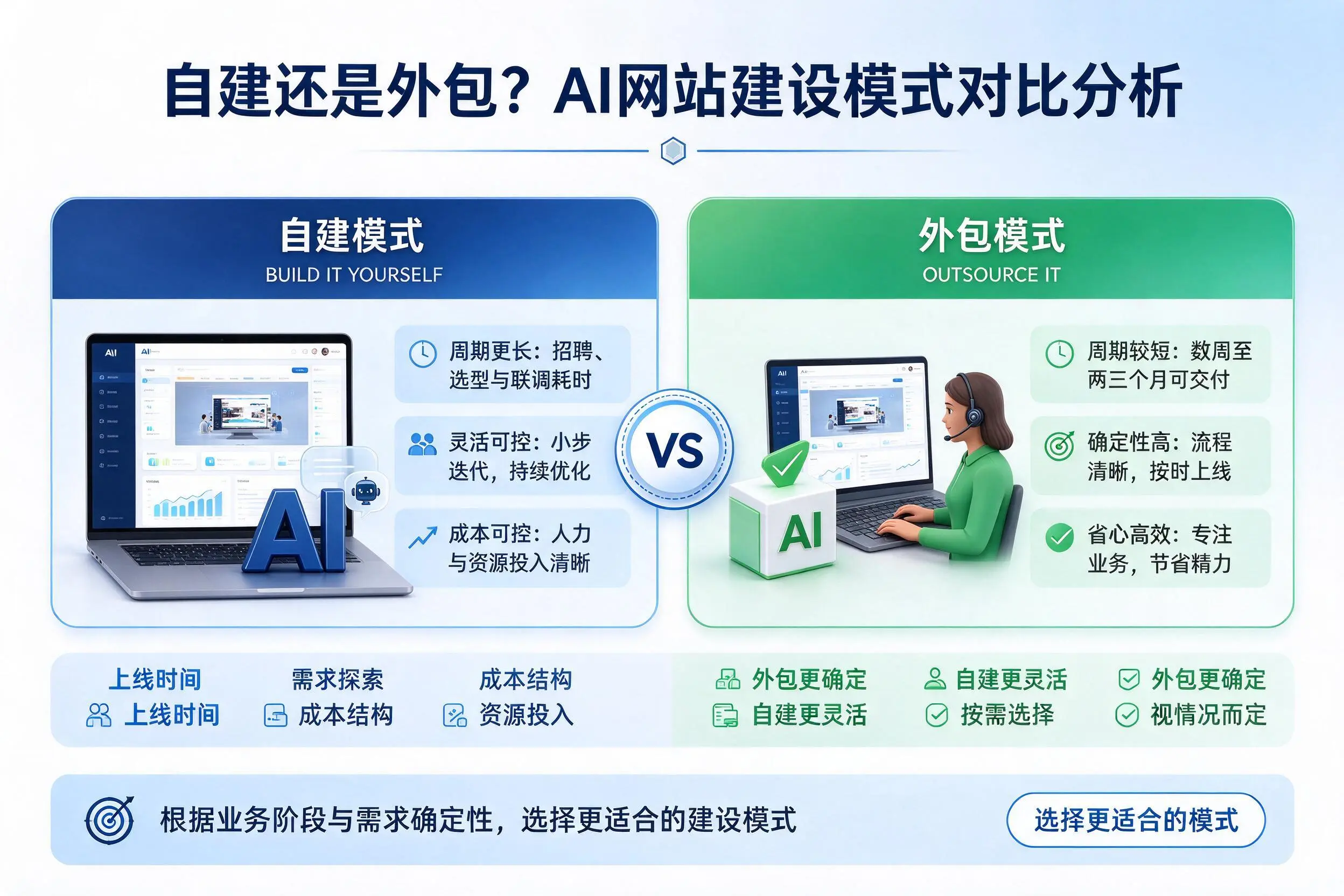自建还是外包？丹东AI网站建设模式对比分析